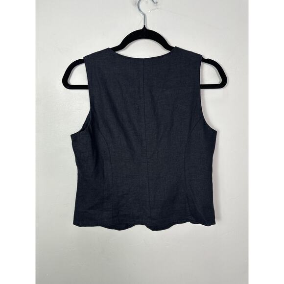 J.Crew NWT Women’s 2025 Black Linen Blend Button Front Vest size 4 - Picture 7 of 7
